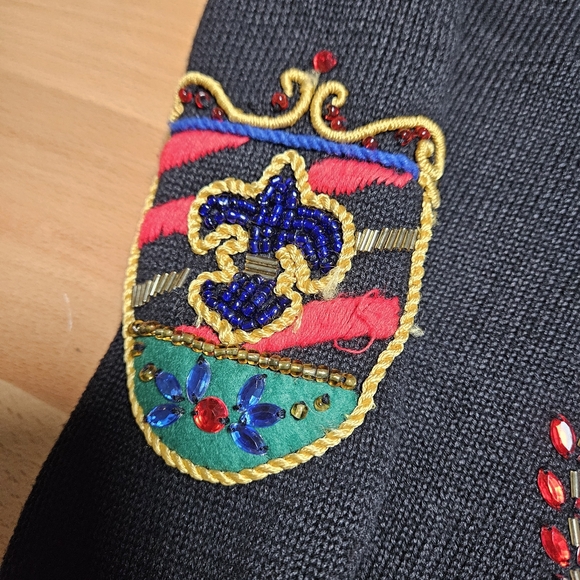 Michael Simon Beaded Black Cardigan Sweater Medium - Picture 4 of 9